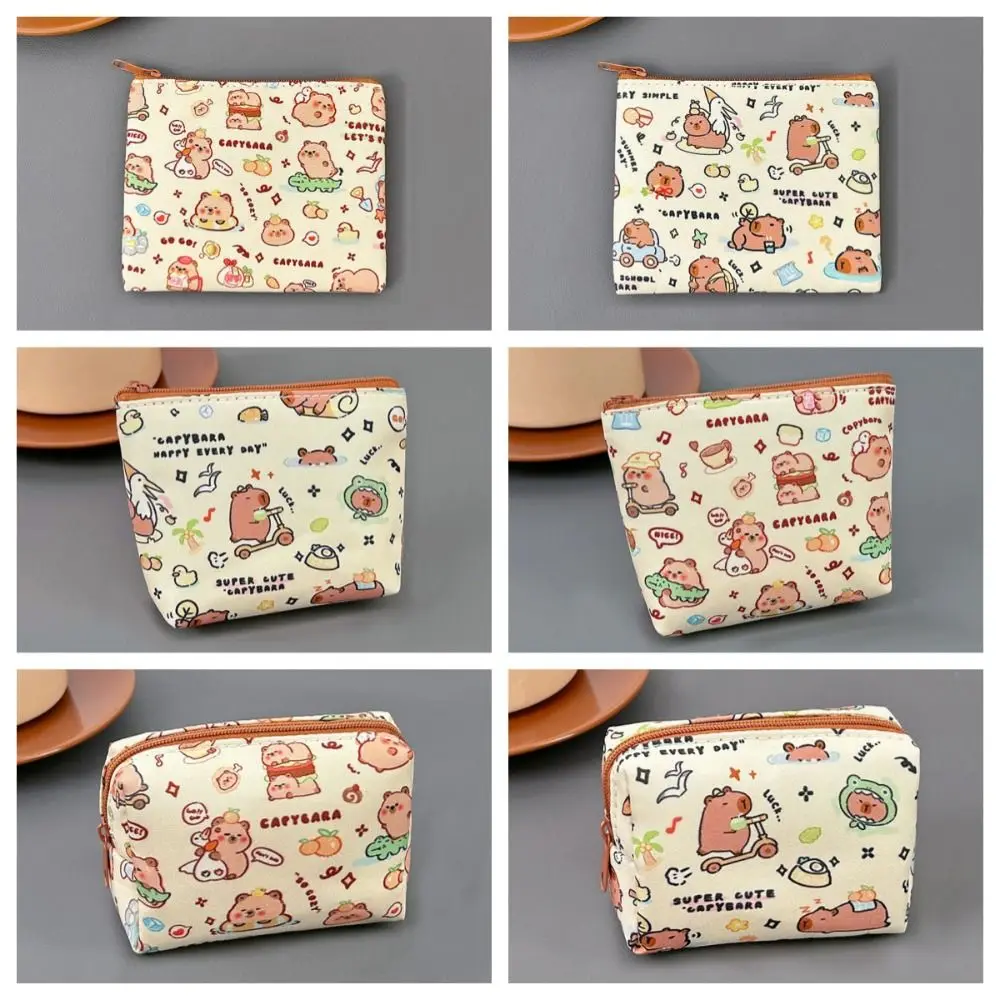 Capybara Zipper Coin Purse, lona carteira, fone de ouvido, bolsa protetora, bolsa de dinheiro, exterior