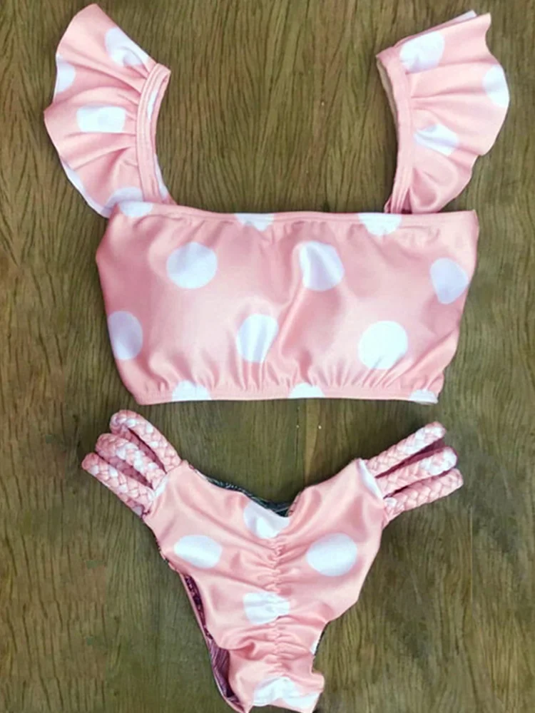 

Rinabe Pink Bikinis Sexy Bikini Set Dot Swimsuit Print Bathing Suits Summer 2024 Women's Two-Piece Swimsuit