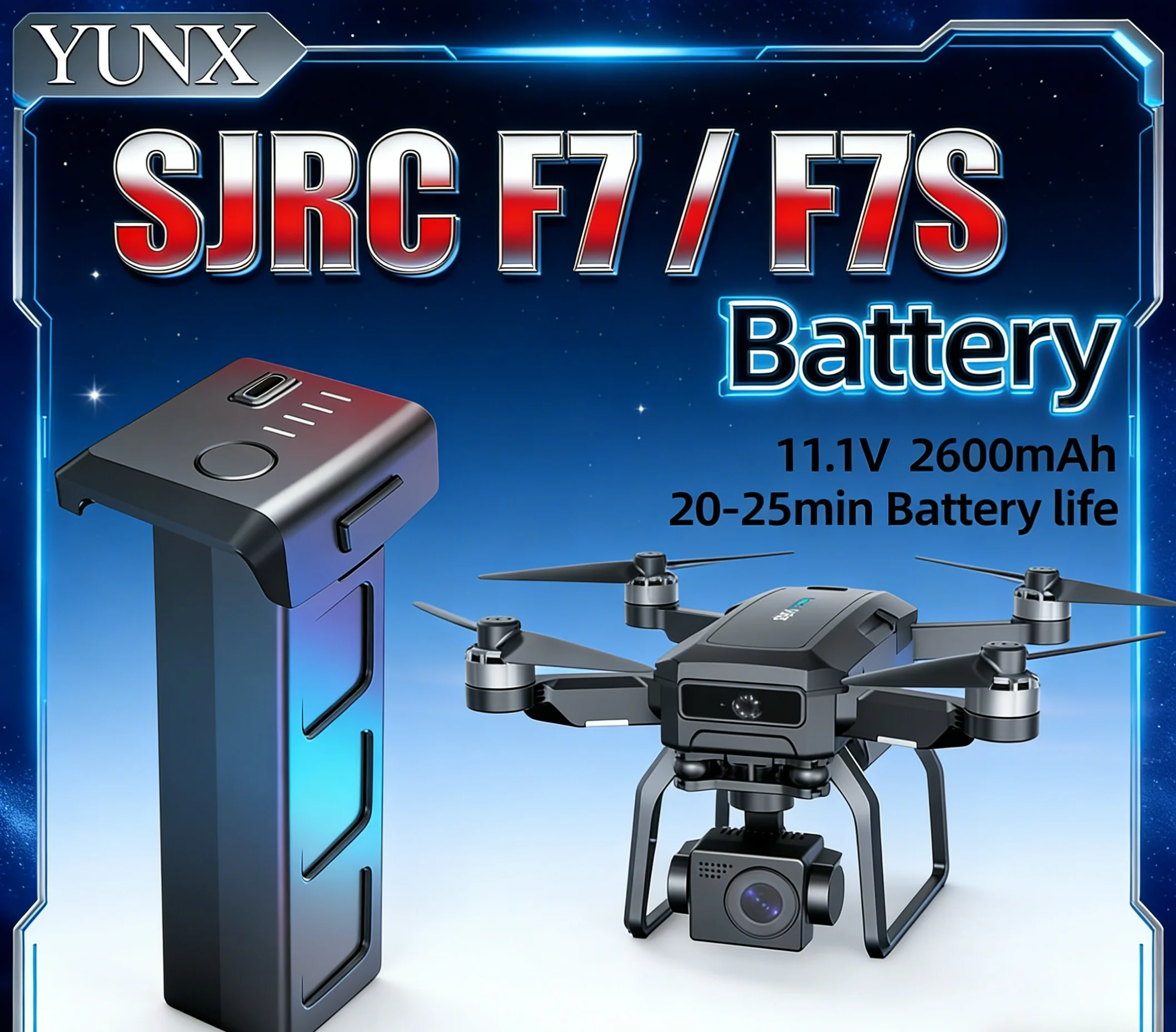 

Литиевая батарея SJRC 11.1V 2600mAh для дрона F7 4K Pro с индикатором заряда в реальном времени, комплект запасных частей для радиоуправляемых вертолетов и самолетов