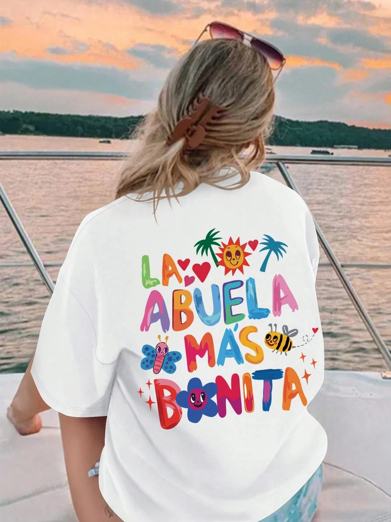 Camiseta con estampado de La Abuela Más Bonita para mujer, ropa de moda de verano, camisetas informales transpirables de manga corta de Hip Hop para mujer