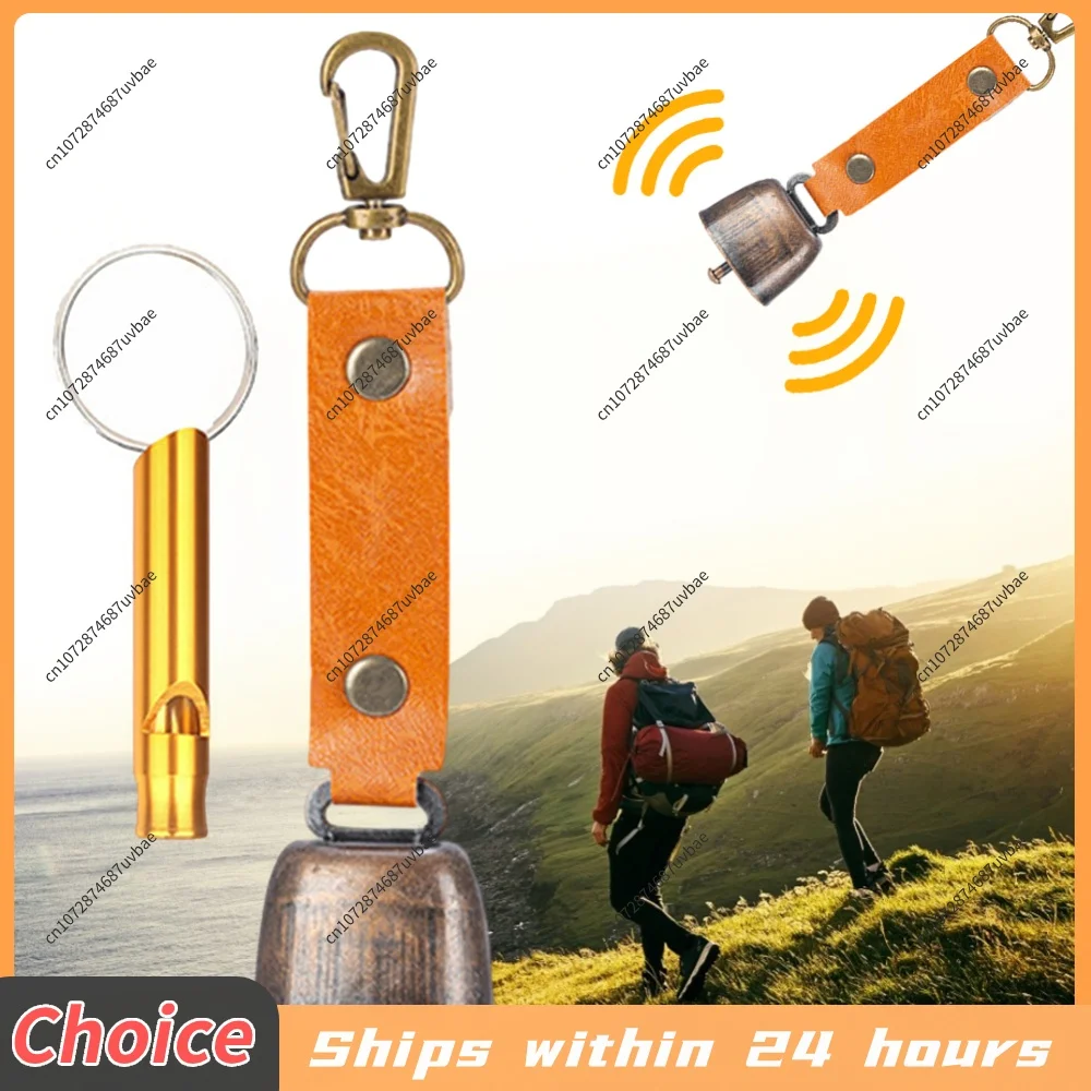 Bärenglocke mit Notfallpfeife Set Laute Bärenglocke zur Bärenabwehr für Outdoor Camping Überleben Wandern Klettern