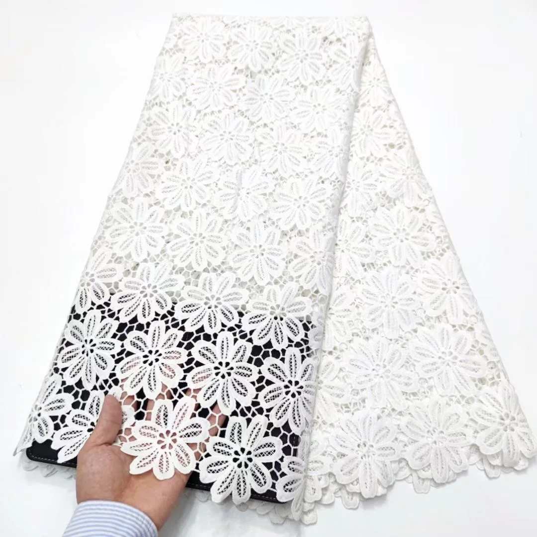 New Fashion Simple And Comfortable White Style African Lace Fabric With High Quality White Embroidery Lace Fabric For Wedding