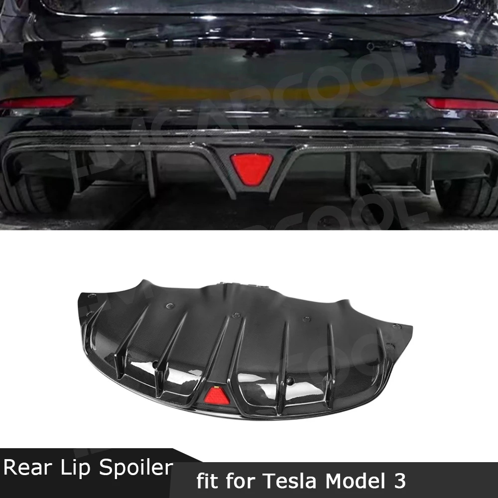 

JMCARCOOL Carbon Fiber Rear Bumper Lip Diffuser Spoiler LED FRP Rear Bumper Extension For Tesla Model 3 2019+ Body Kits