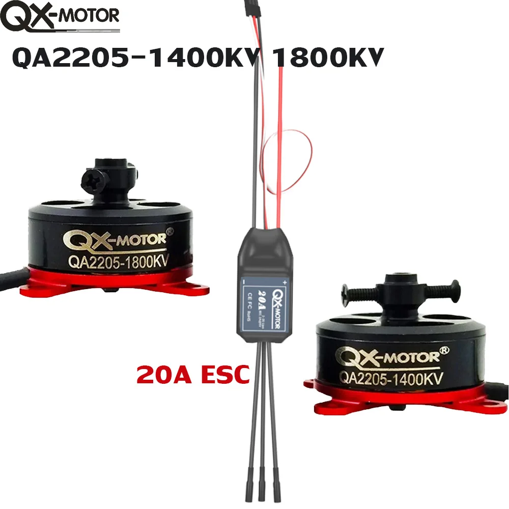 QX-MOTOR silnik bezszczotkowy serii QA2205 1400KV 1800KV z 20A ESC do samolotu F3P RC ze stałym skrzydłem