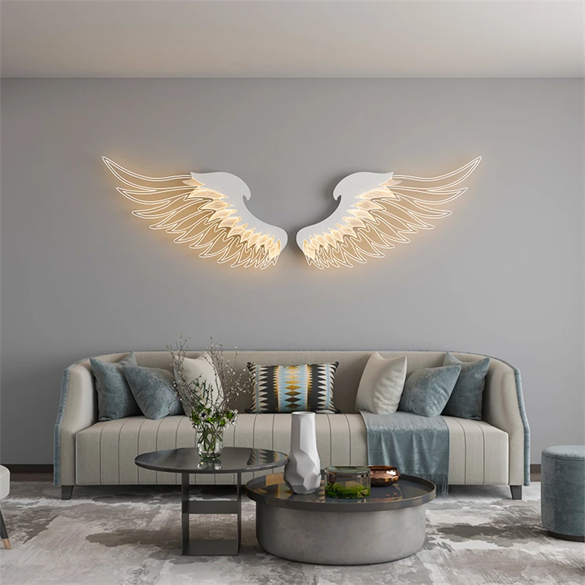 Nordic wings LED acrylic wall lamps living room sofa designer bar decoration wall sconces lights bedroom bedside lighting