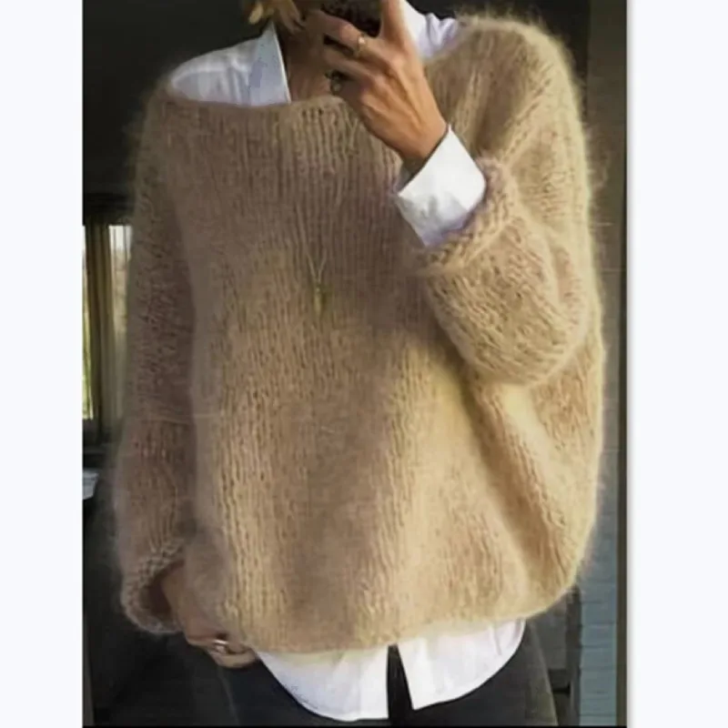 Fluffy Sweater Women Autumn Winter Knit Pullover Long Sleeve Coat Design Loose Tops Women\'s Clothing Trends Casual Jumper New