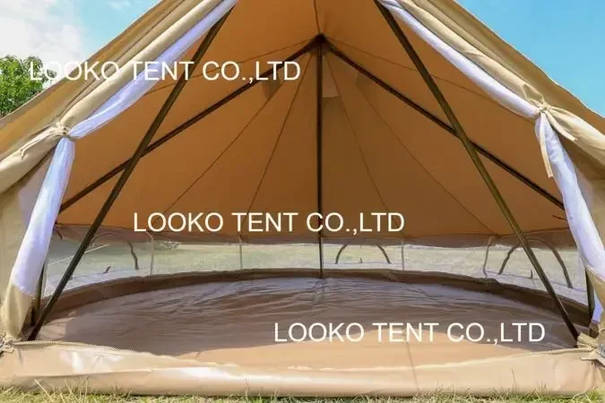 Luxury Outdoor Waterproof Glamping 3M To 7M Cotton Oxford Tent Canvas Mongolian Yurt Bell Tent For Sale