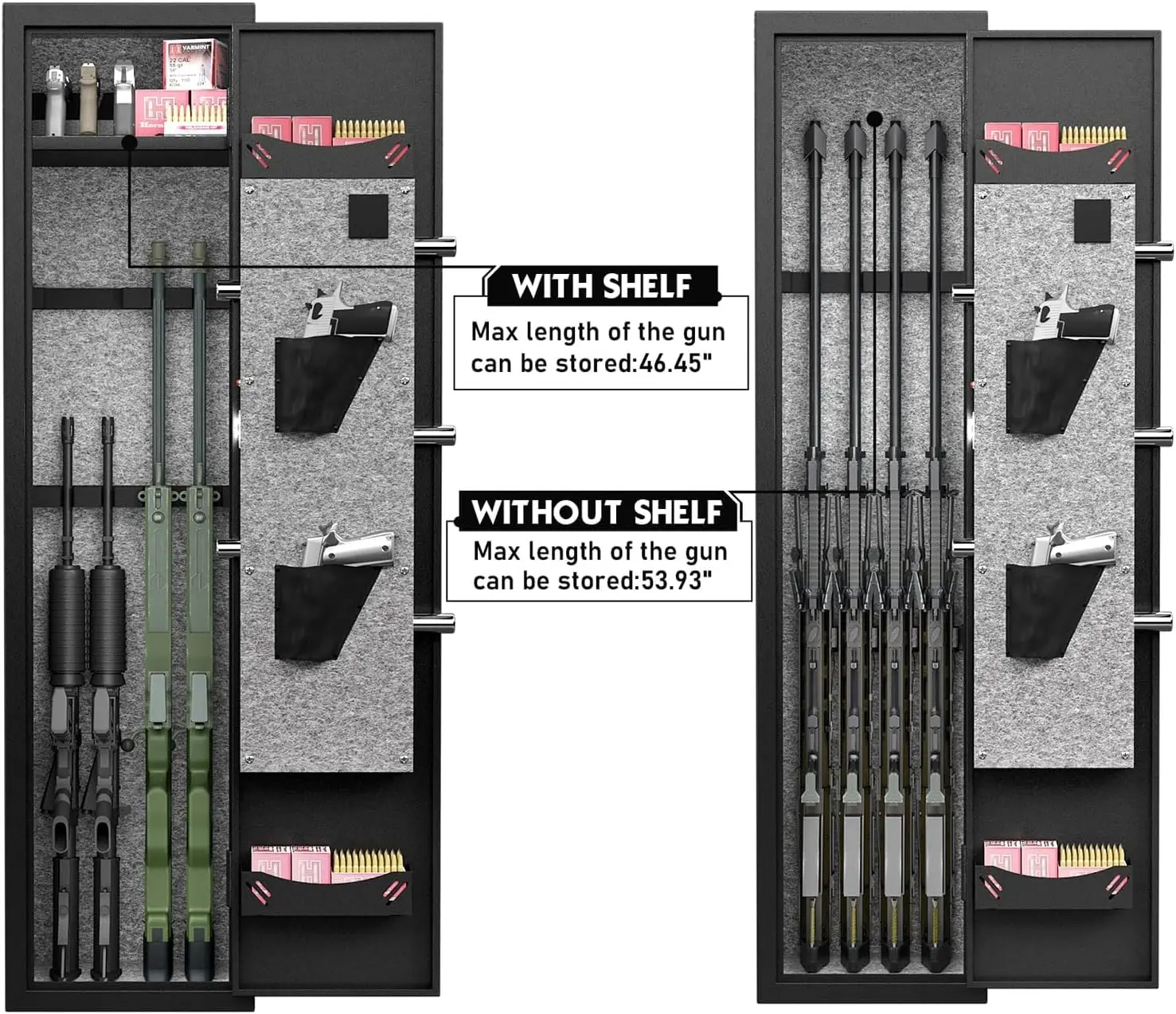 3-4 Rifle Gun Safe,Large Gun Safe for Home Rifle and Pistols,Quick Access Gun Cabinets with LED Light,Rifle Safe with Removable