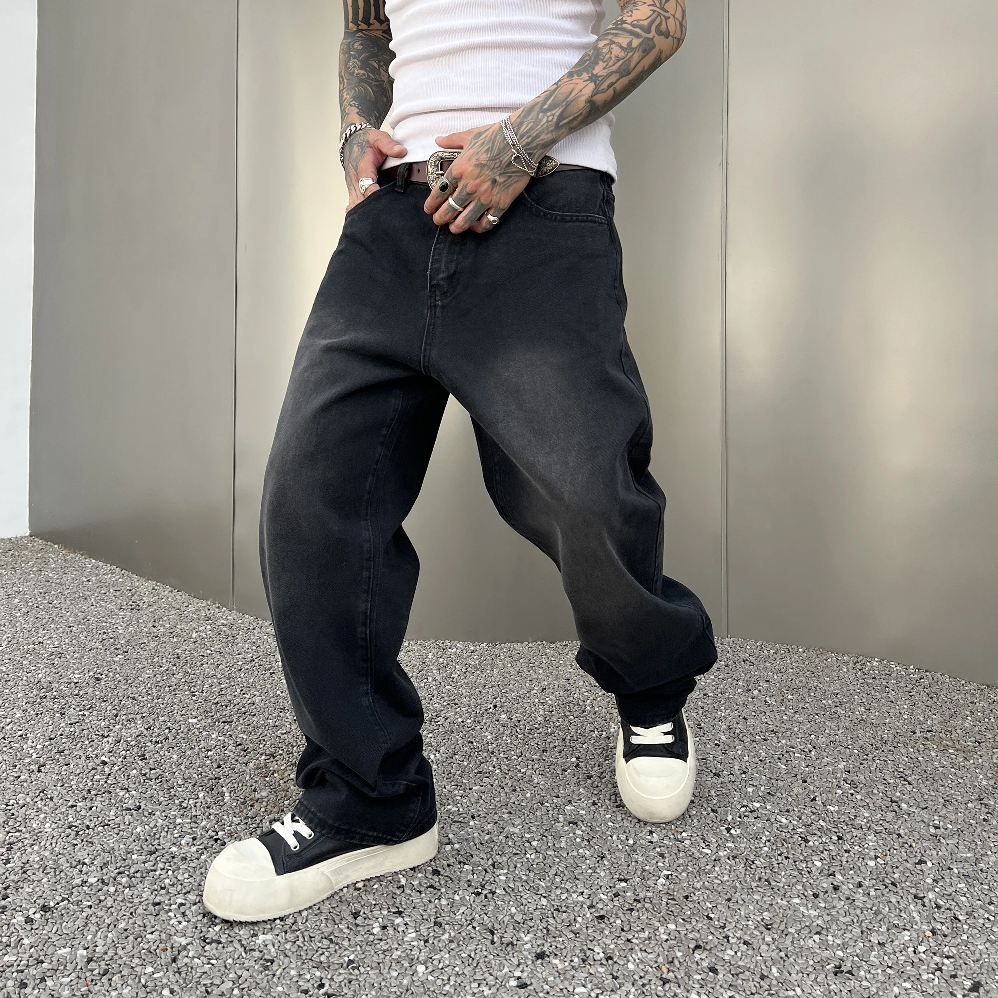 

Men's Black Basic Business Style Jeans Casual Straight Fashion Classic Black Work Denim Trousers Baggy Male Brand Clothing
