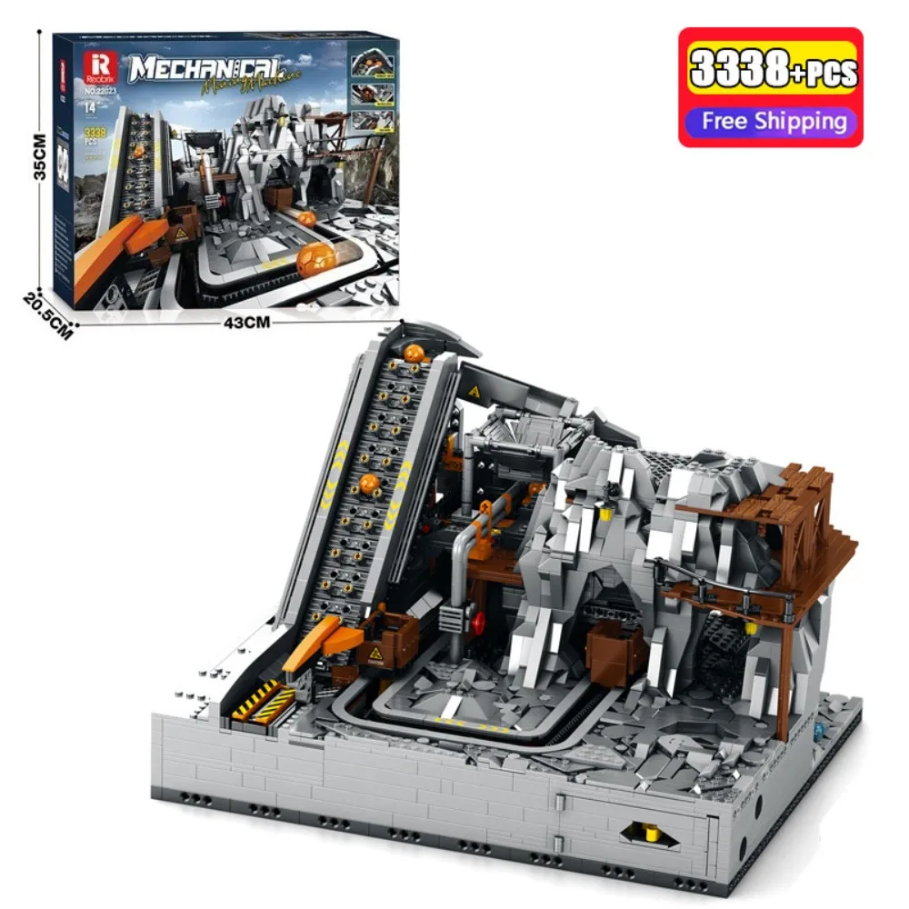 

Reobrix 3338 шт. техническое горнодобывающее оборудование строительные блоки моторизованный большой конвейерный ремень кирпичи модель строительная игрушка подарки