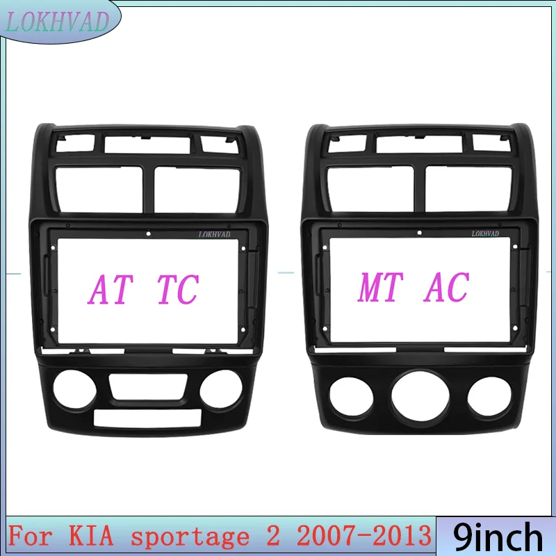 9 Inch 2DIN Car Radio Fascia Dash Trim Kit Bezel Panel For KIA Sportage 2005‑2009 AT+MT With Wiring Harness Cable GPS Multimedia