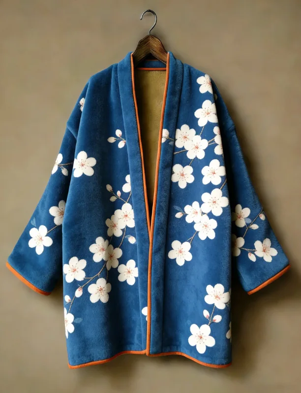Japanese Kimono Haori Yukata Samurai For Men And Women Print Shirt Harajuku Autumn Winter Flannel Cardigan Taoist Robe