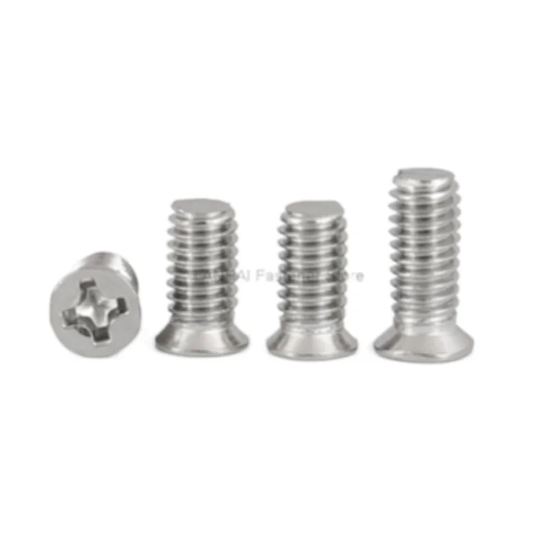 50pcs M1.6 M2 M2.5 M3 M4 304 A2 Stainless Steel Nonstandard Small Head Cross Recessed Phillips Flat Countersunk Head Bolt Screw