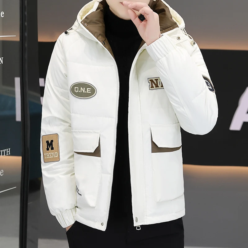 

Men's Winter Thiened Cotton Jaet Hooded Double Collar Warm Large Size Casual Faion Workwear Youth ular Sle Long Sl...
