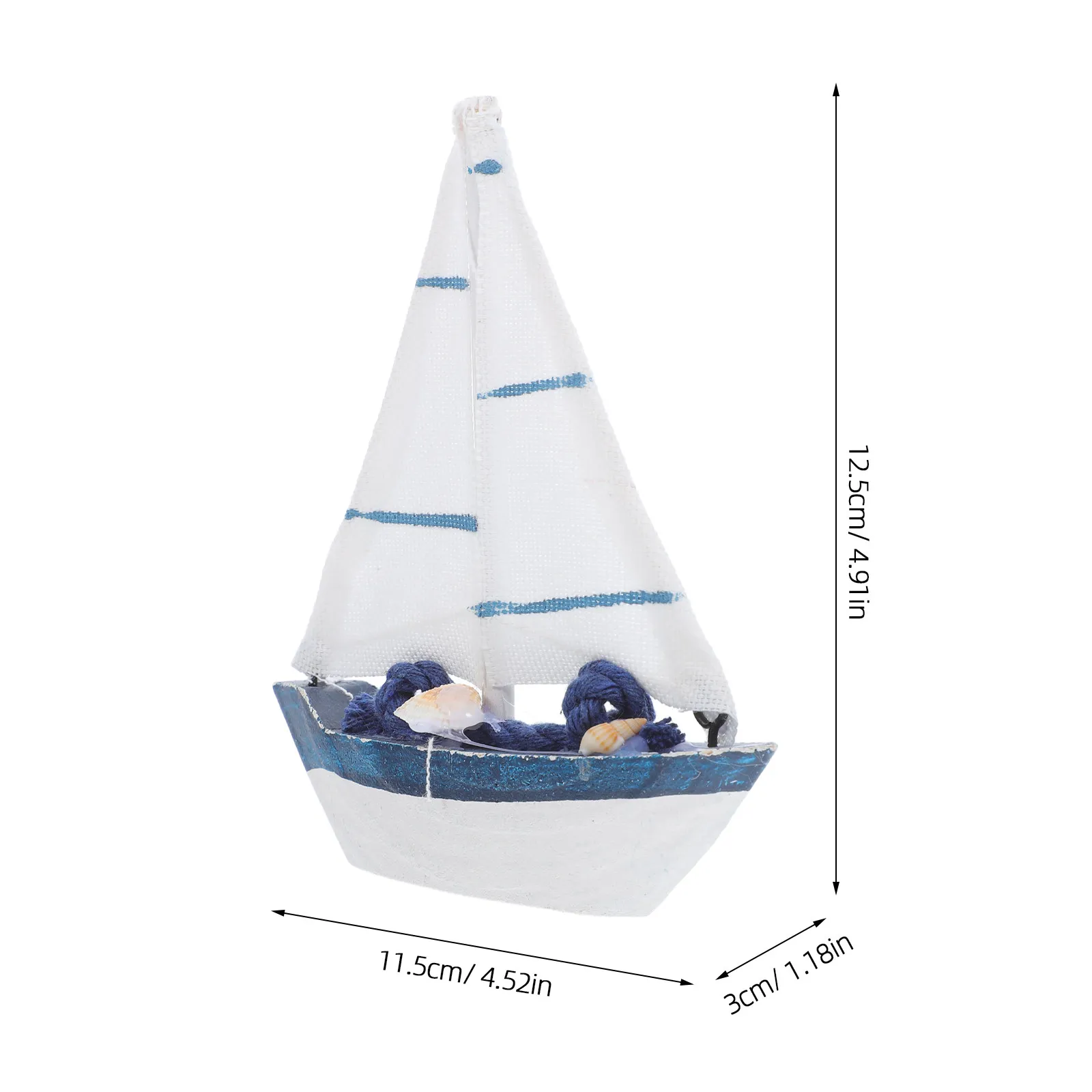 2Pcs Mediterranean Style Wooden Sailboat Nautical Desktop Decoration Beach Home Office Ocean Theme Photo Party Ornament view 4