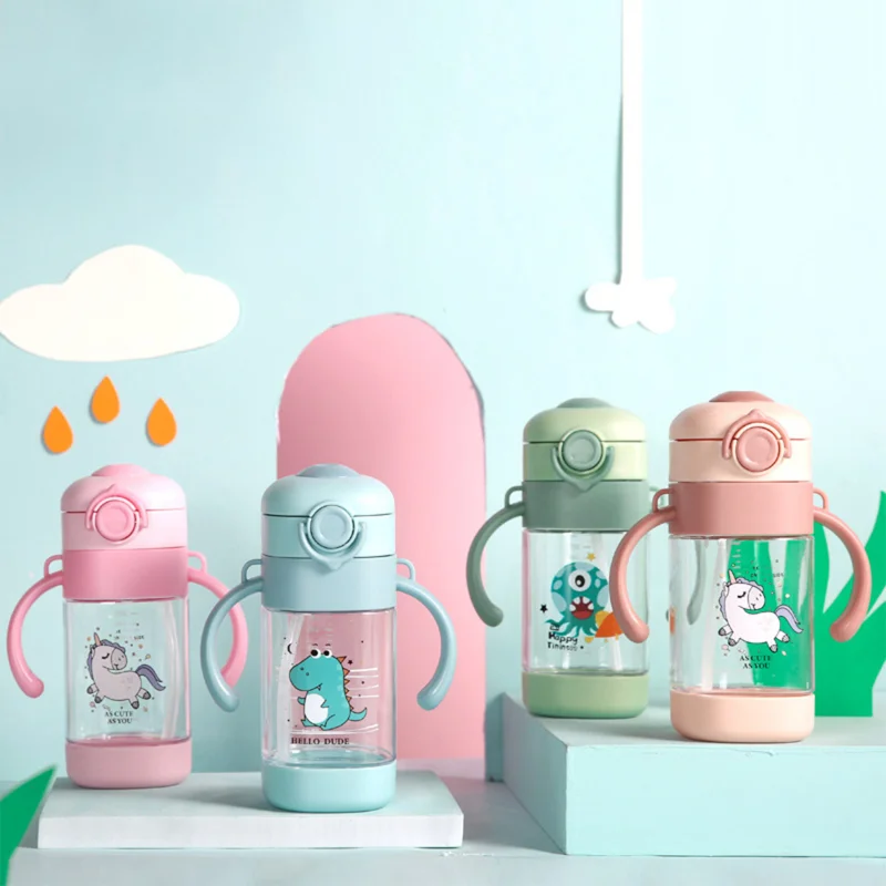 

360ml Baby Straw Trainer Cup Soft Spout Spill Free Trainer Sippy Cup, Newborn Feeding Bottle, Infant Learning Drinking Cup