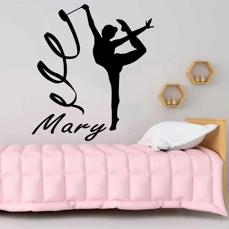 Customizable Name Rhythmic Gymnastics Sports Vinyl Wall Sticker Dormitory Girls Children's Room Bedroom Art Deco Mural YD10