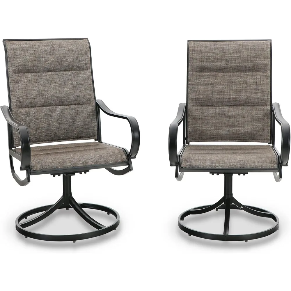 

Outdoor Swivel Patio Dining Chairs Set of 2, All Weather Patio Chair with Padded Textilene & Metal Frame for Outdoor Poolside L