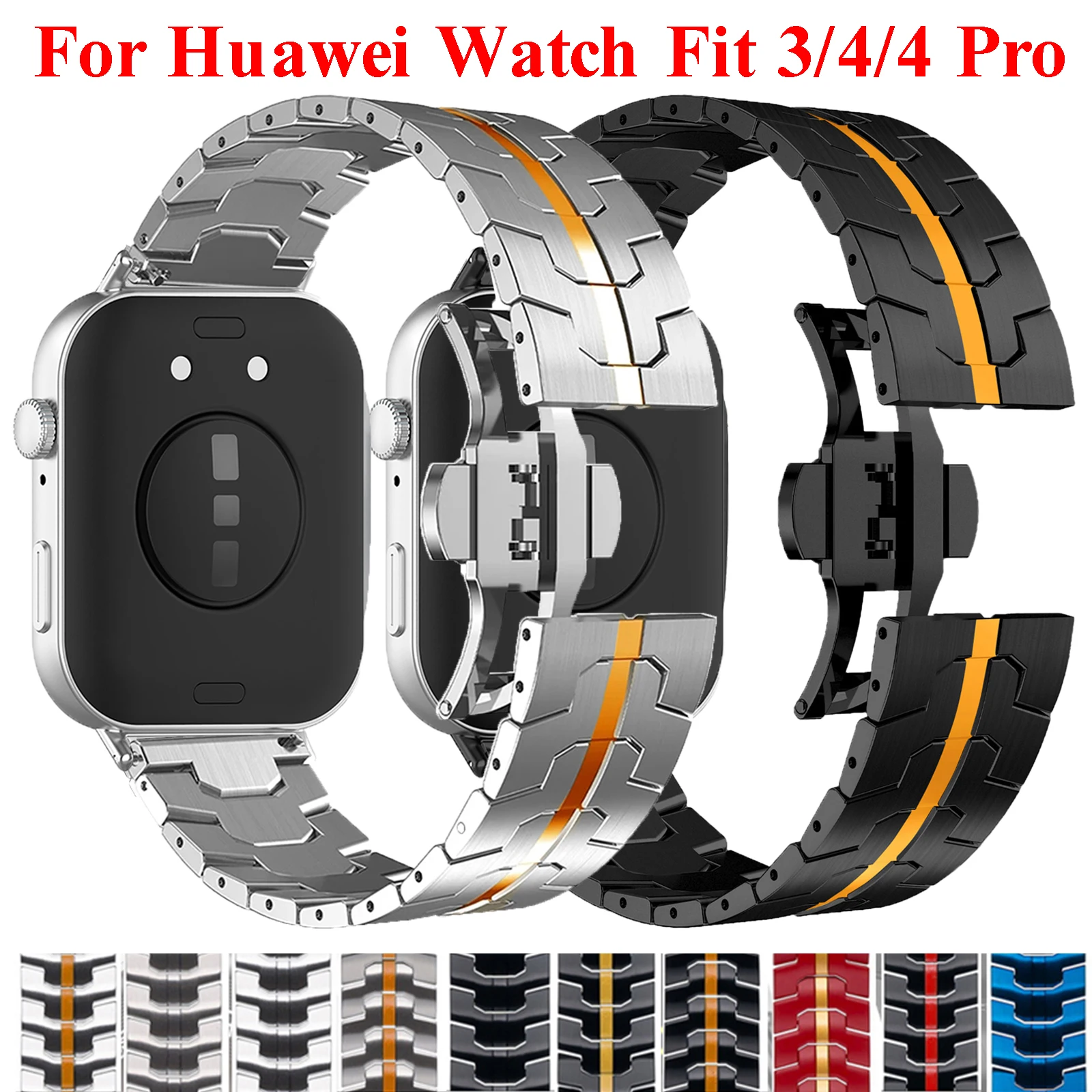 Edelstahlarmband für Huawei Watch Fit 4 Pro 3, Metallband, luxuriöses Ersatzarmband für Huawei Fit3 Fit4 Correa