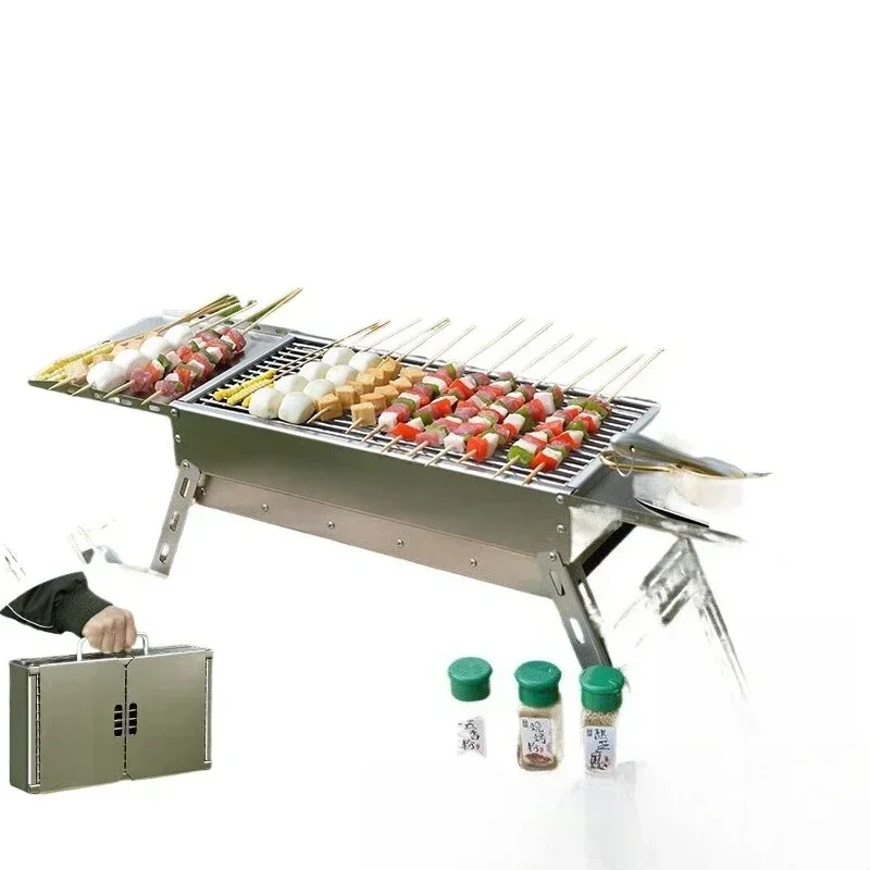 

Outdoor stainless steel folding grill mesh rack