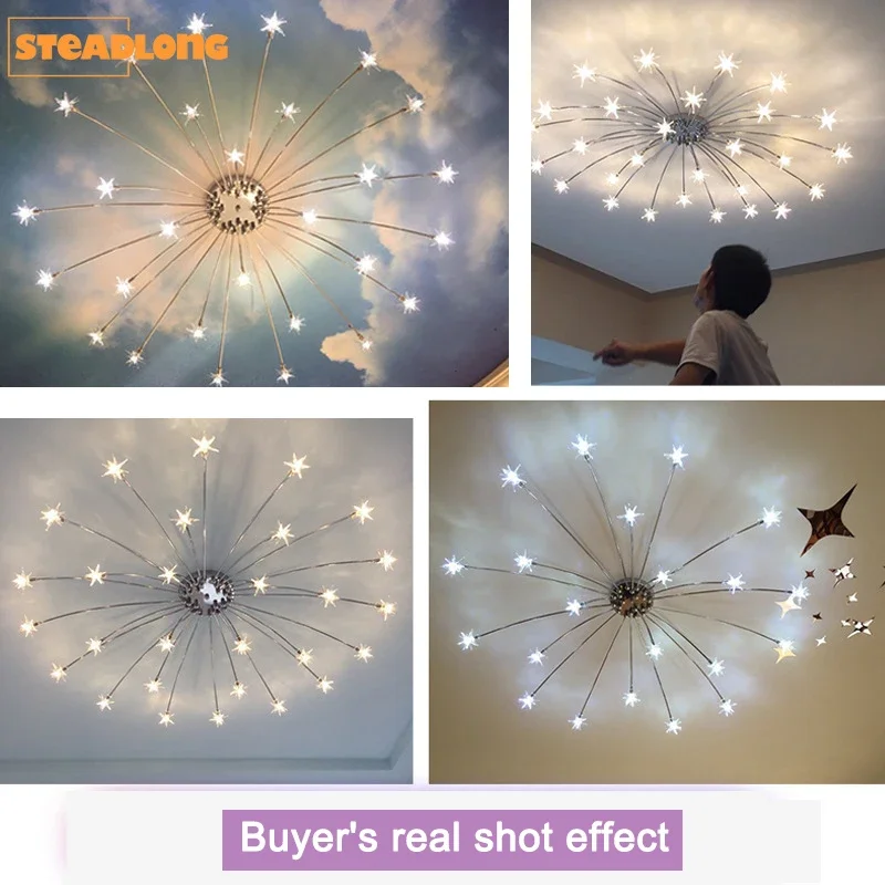 Lámpara de techo de estrella de cielo nórdica Aimple, luz de dormitorio moderna, cálida, romántica, creativa, para habitación de niños, luces de sala de estar