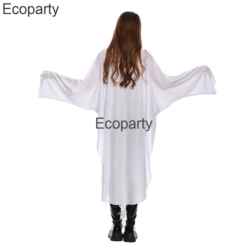 Novo Halloween Trajes Fantasma das Mulheres Adulto Horrível Branco Fantasma Robe Páscoa Masquerade Festa Fantasia Traje Para O Sexo Feminino