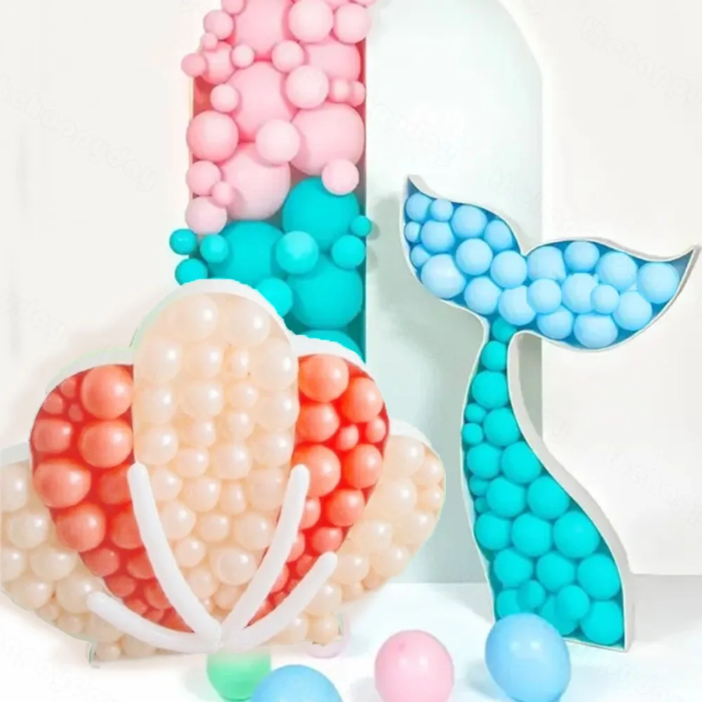 Mermaid Shell Mosaic Balloon Frame Mosaic Filling Box Cut Out KT Board for Mermaid Birthday Girl Birthday Party Decorations