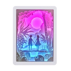 Lovers Paper Cut Anime Light Box Shadow Box Frame Diy Paper Craft 3D Night Light Led Lights For Room Wall Art Valentines Gift