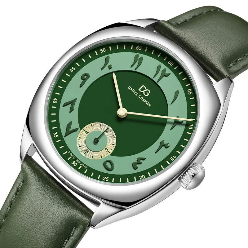 Fashionable Cpuple's Watches Stainless Steel Case Leather Strap Quartz Movement Wristwatch Arabic Numeral Display Clock 5 Colors