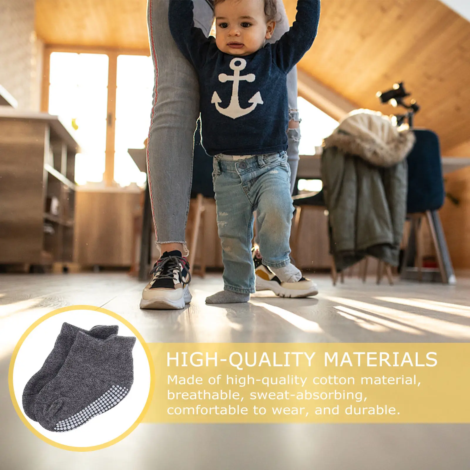 

6 пар носков, хлопковые нескользящие носки до щиколотки, весенне-летние, низкие, дышащие, короткие, с противоскользящей подошвой, практичные.