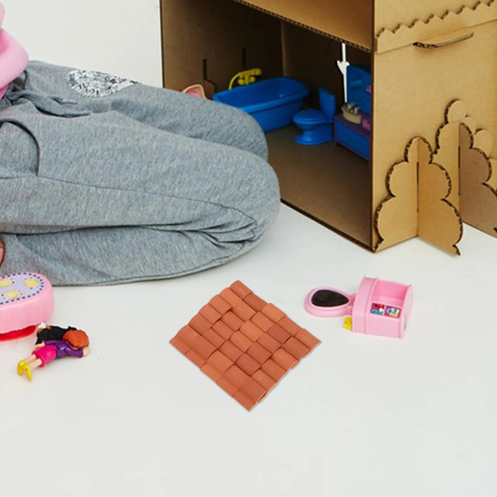 

60Pcs Miniature Roof Tiles Safe Material Mini House Accessories Dollhouse Decor Roof Tile Props Mini Layout Decoration