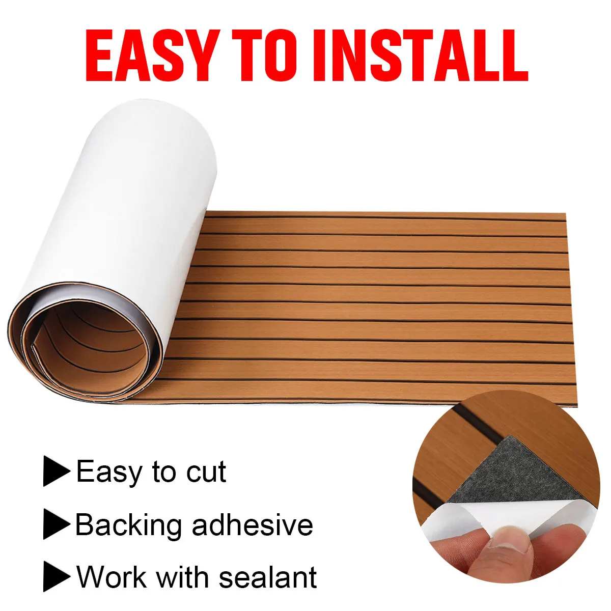 2400X600x6mm EVA Foam Boat Flooring Faux Teak Decking Sheet Pad For Marine RV Car Floor Mat  Self Adhesive Vehicle Pad