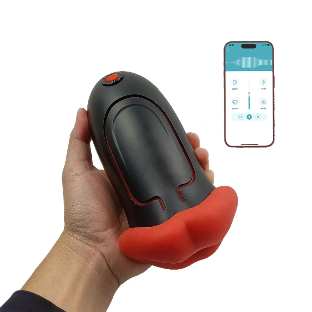 APP التحكم ذكر الاستمناء كأس الشفاه تحفيز مزدوج تهتز الحلق العميق الحقيقي الفم الذكور الاستمناء ألعاب جنسية من السيليكون 18 #2