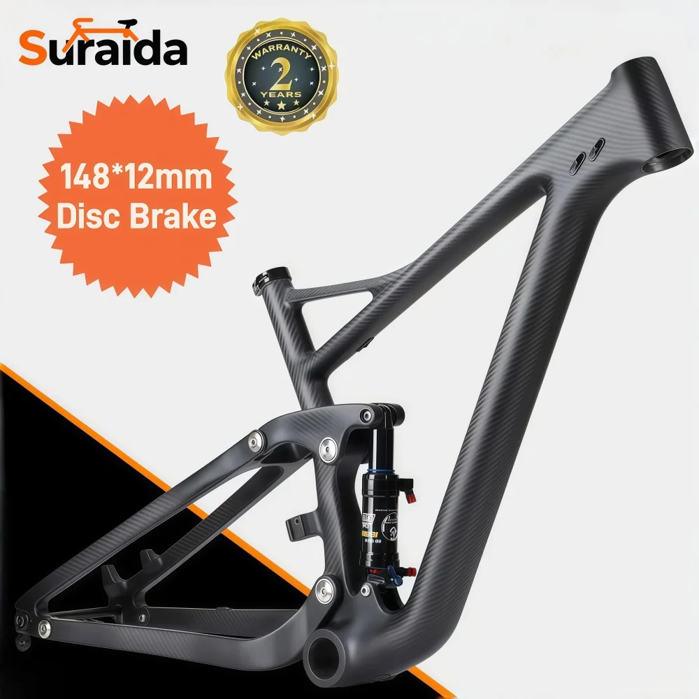

2026 Suraida 29er Enduro Full Suspension MTB Frame Internal Cable Routing 148*12MM PF30 Soft Tail Mountain Bike Frame With Shock