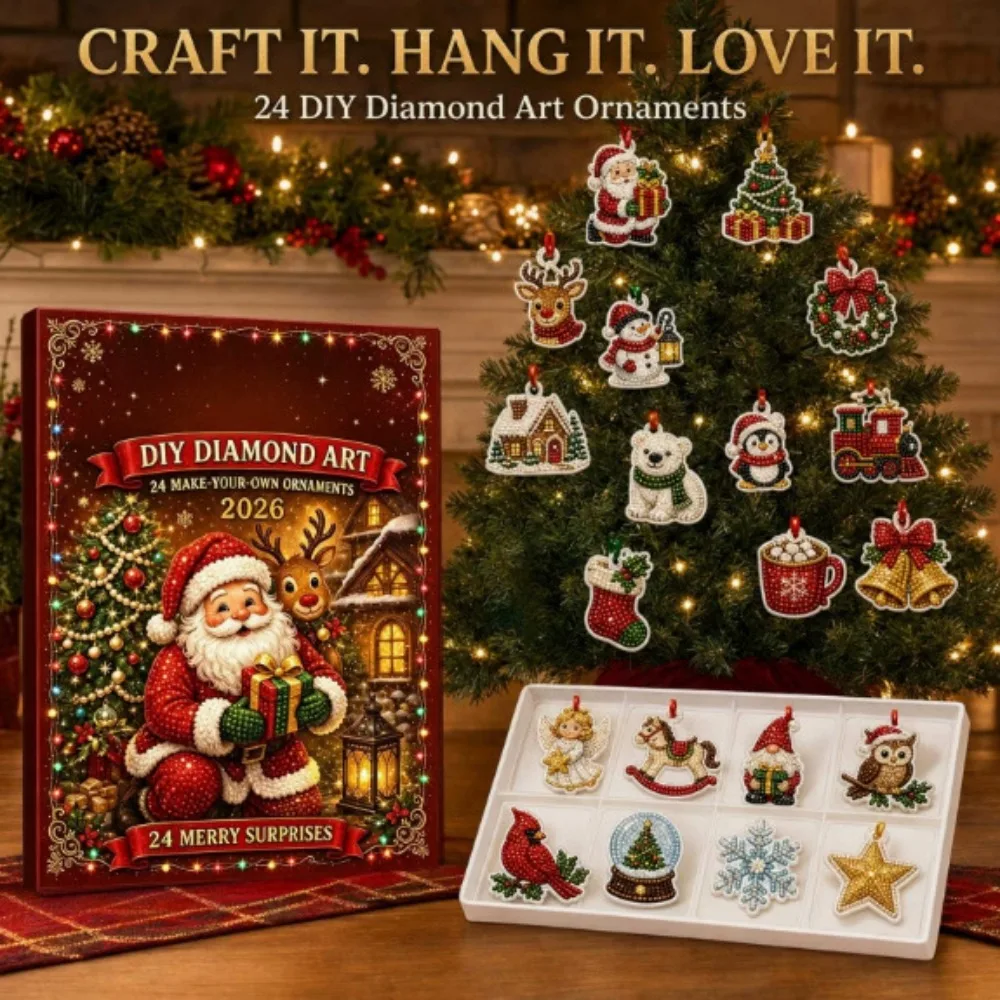 5D DIY Diamond Art Christmas Ornaments Kit Advent Calendar Rhinestone Hanging Pendants Xmas Tree Decor Craft Gift for all people