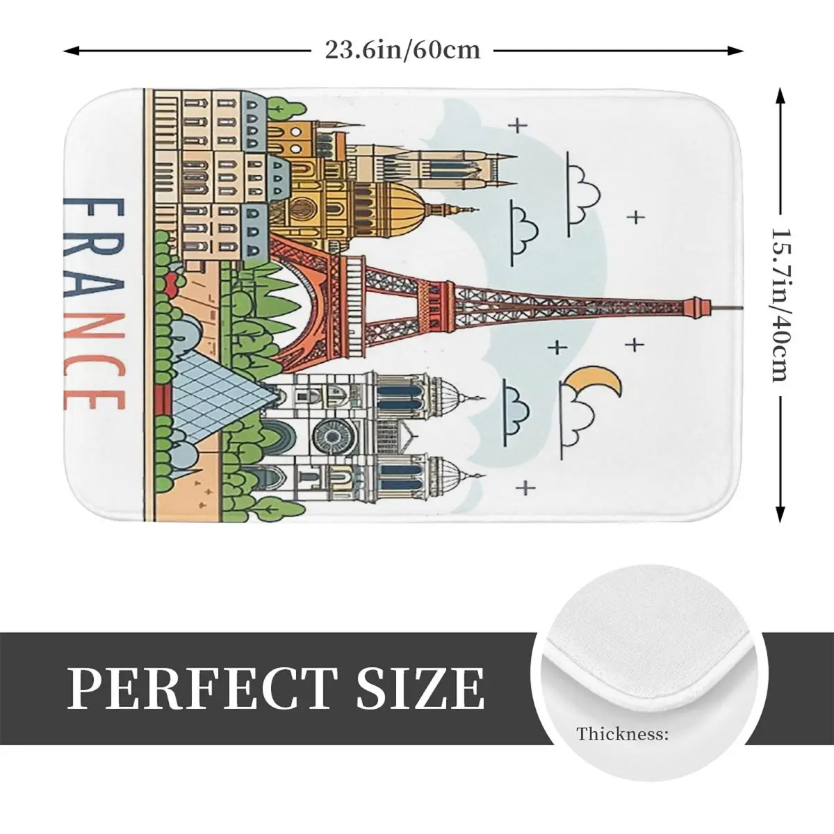 French Paris France Eiffel Tower Doormat Kitchen Entrance Home Floor Mat Anti-slip Carpet Rug for Bathroom Footpad Mats