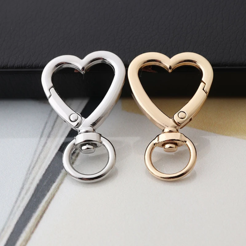 10PC Heart Spring Gate Rings Openable Keychain Leather Bag Belt Strap Dog Chain Buckles Snap Closure Clip Trigger DIY Accessorie