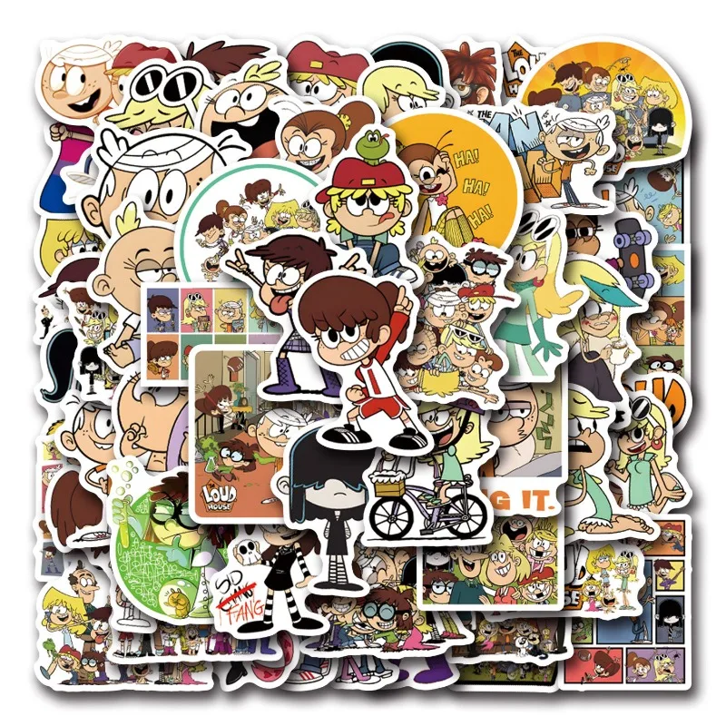 55pcs Animation The Loud House Graffiti Sticker Suitcase Water Cup Car Stationery Refrigerator Mobile Phone Decoration Sticker