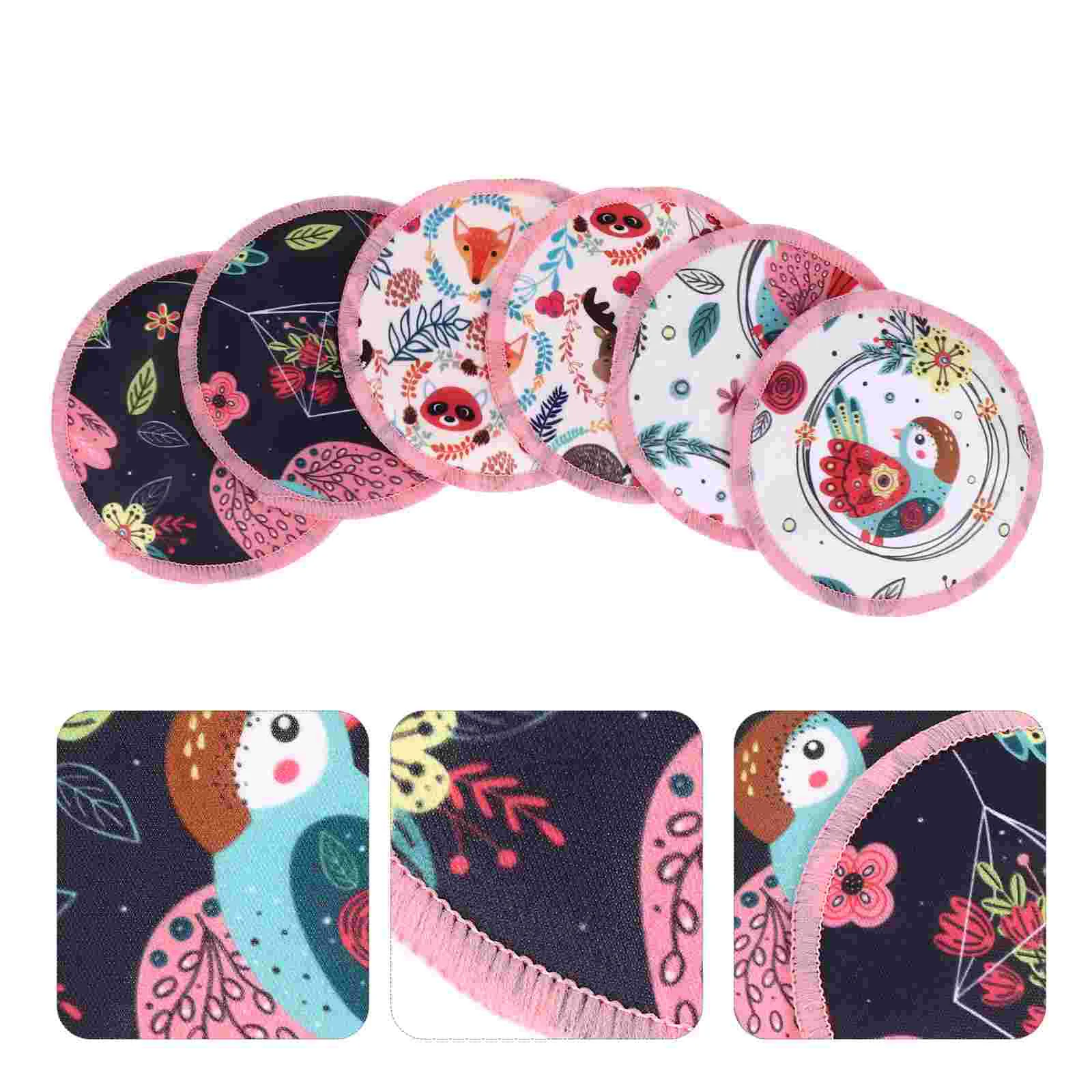 

6 Pcs Breast Cotton Cotton Pads Organic Washable Mat Printing Absorbent Reusable Nursing Cushion Anti-overflow Chest