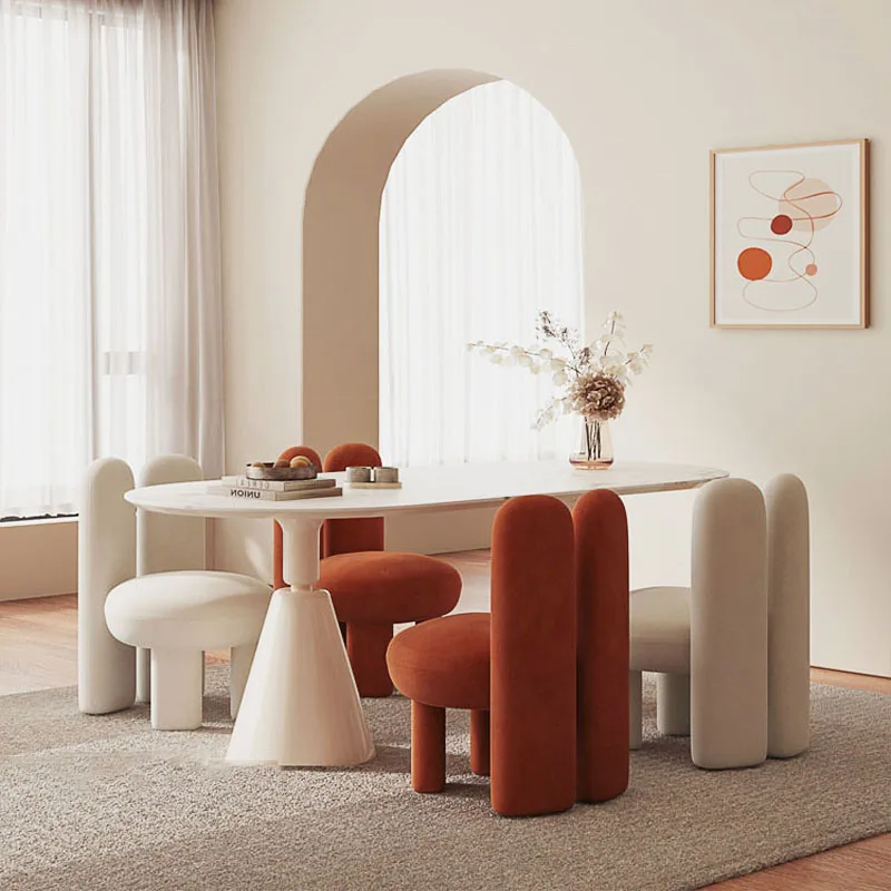Cream Wind Internet Celebrity Dining Table and Chair Combination Designer Personality Light Luxury Simple Modern Dining Table