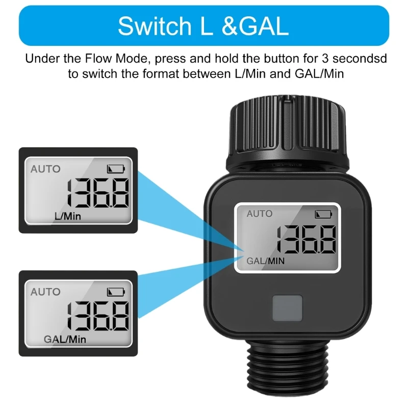 Water Meter Measure Water Consumption and Rate for Garden Hose Nozzle