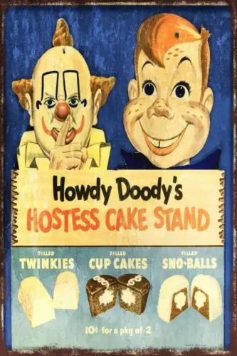 Howdy Doody Cakes Advert Vintage Retro Style Metal Sign, comic clown, puppet