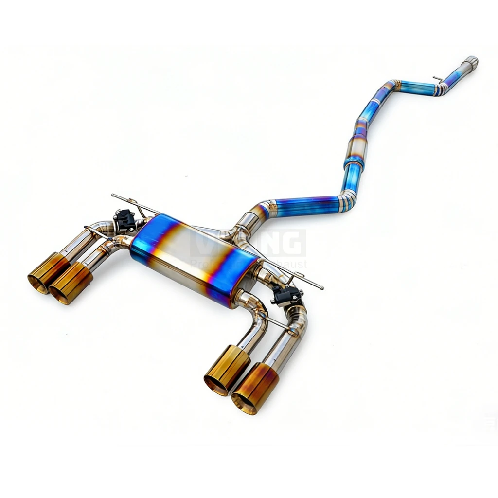 High-performance lightweight mid-section and rear-section exhaust system with titanium alloy exhaust valve suitable for BMW M235