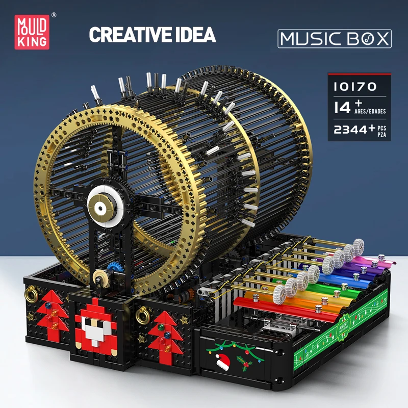 قالب King 10170 بنة فنية صندوق تشغيل الموسيقى الآلي مجموعة الطوب صندوق تشغيل الموسيقى نموذج مجموعة هدايا عيد الميلاد للأطفال
