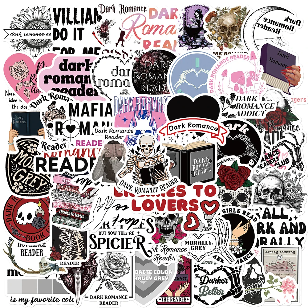 10/30/50Pcs Cartoon Dark Romance Reader Skull Stickers Graffiti Skateboard Suitcase Horror Gothic Style Waterproof Sticker Toys