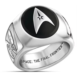 European and American new fashion Star Trek logo white zircon inlaid personalized popular men's and women's rings