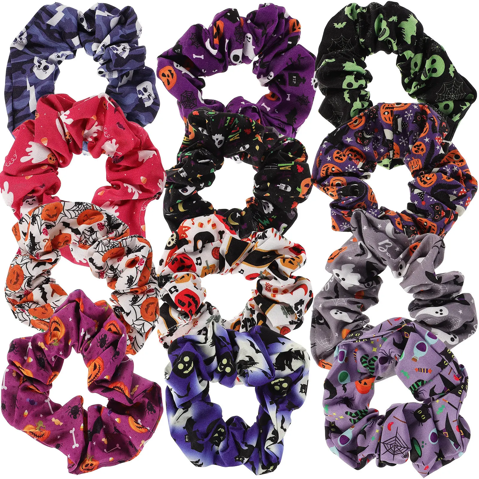 

12 шт. больших эластичных резинок-пружинок для волос для женщин, аксессуары для Хэллоуина, держатели для хвоста и пучка, для создания причесок на фестиваль