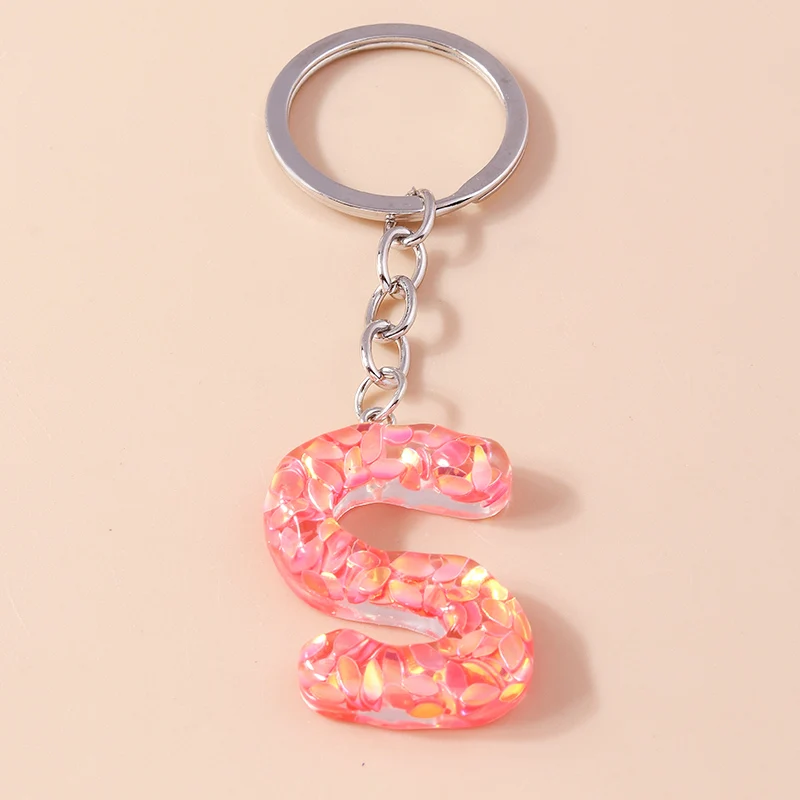Mode Harz 26 Buchstaben A-Z Alphabet Schlüssel anhänger für Auto Schlüssel Souvenir Geschenke für Frauen Männer Handtasche Anhänger Schlüssel ringe DIY Zubehör – Detail 22