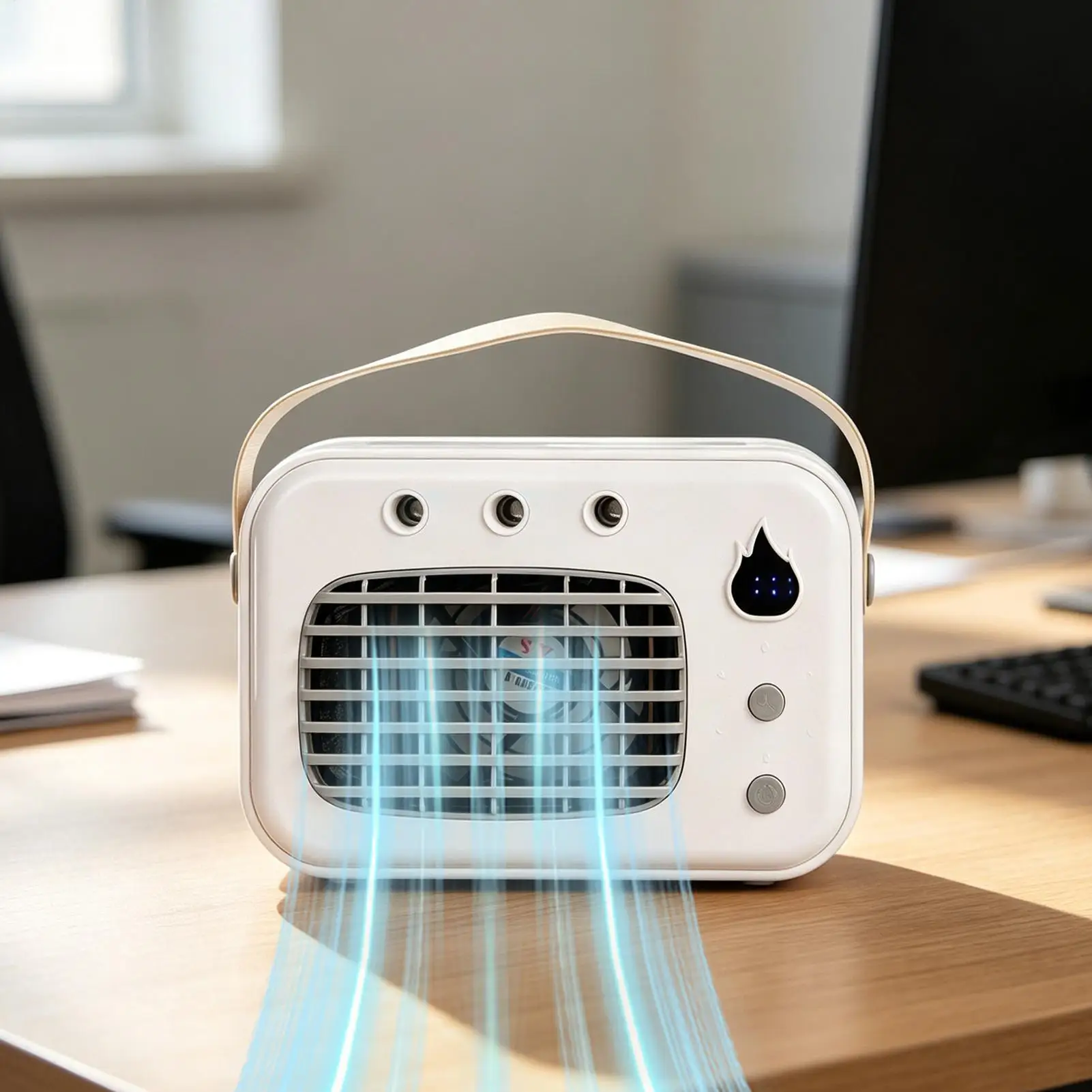 Desk Fan Adjustable Wind Speeds Mini Humidifying Fan For Homeowners Dwellers Renters Home Office Dorms Bedroom Study Garage