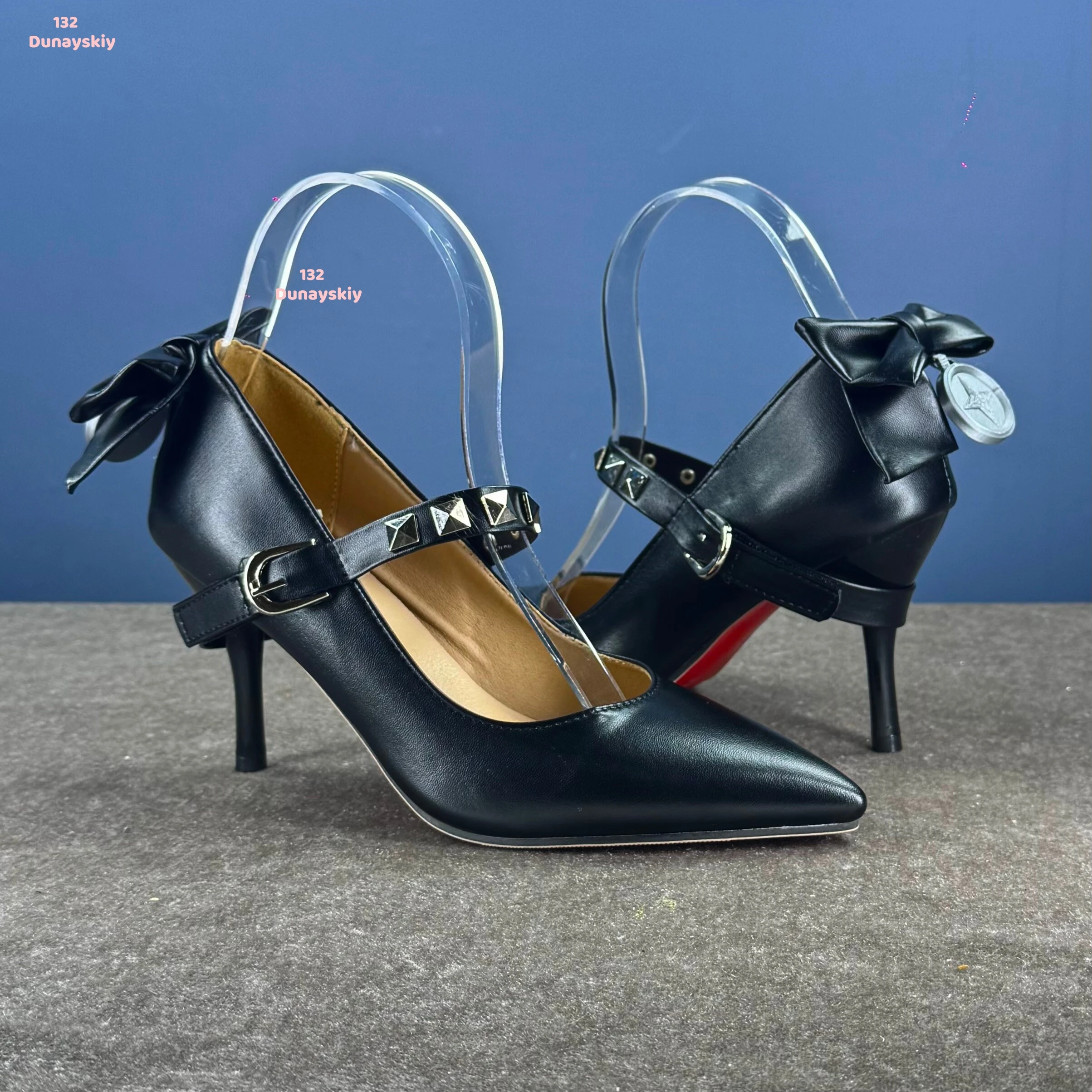 Black Bow Studded Red Soled High Heels 8.5cm Zenless Zone Zero Ramiel Cosplay Shoes Carnival Halloween Accessories view 4